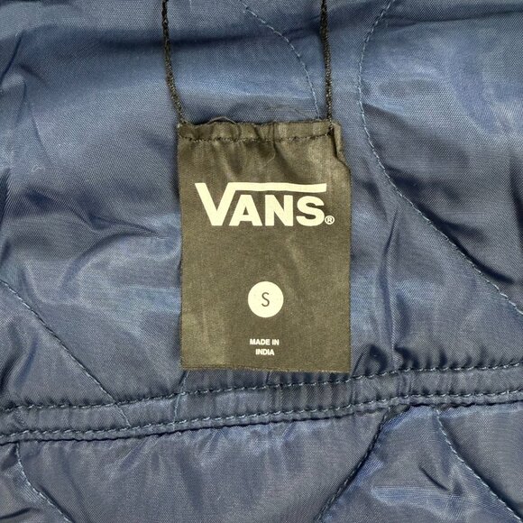 Vans Shirt Jacket Mens Small Navy Blue Plaid Brickell Reversible Quilted Flannel - Picture 6 of 13